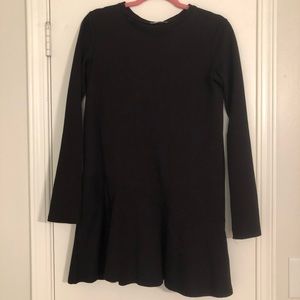 Zara Black Cotton Dress with Ruffle